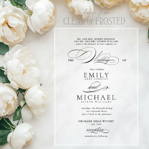 Invitations En Acrylique Mariage élégant à l'écriture moderne classique