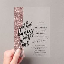Mariage élégant à l'écriture pailletée or rose
