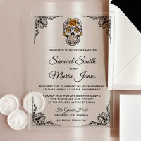 Mariage Élégant Crâne de Sucre Floral