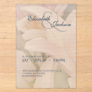 Invitations En Acrylique Mariage élégant doux romantique floral Lily écritu