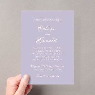 Invitations En Acrylique Mariage Élégant Lilas Classique