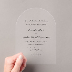 Invitations En Acrylique Mariage Élégant Minimaliste Formel Traditionnel