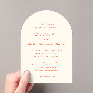 Invitations En Acrylique Mariage Élégant Moderne Classique Terracotta
