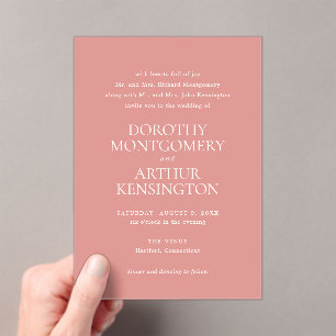 Invitations En Acrylique Mariage élégant moderne corail rose