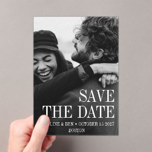 Invitations En Acrylique Mariage Élégant Moderne Photo Entière Enregistrer