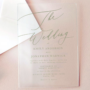 Invitations En Acrylique Mariage élégant moderne Sage Green
