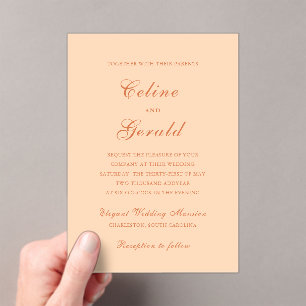 Invitations En Acrylique Mariage élégant Peach Classic