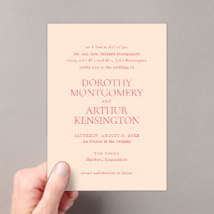Invitations En Acrylique Mariage élégant Peach moderne