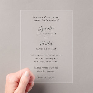 Invitations En Acrylique Mariage Élégant Traditionnel
