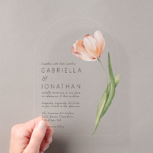 Invitations En Acrylique Mariage Élégant Tulipe Aquarelle