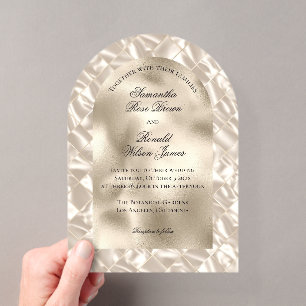 Invitations En Acrylique Mariage en Acrylique Ivoire Doré en Arc