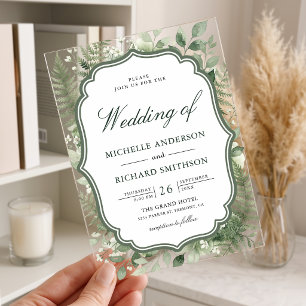 Invitations En Acrylique Mariage en forêt enchantée à l'aquarelle