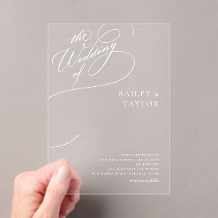 Invitations En Acrylique Mariage en lettrage manuel