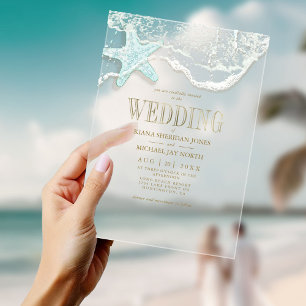 Invitations En Acrylique Mariage en mousse de mer ID837