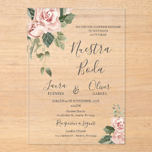 Invitations En Acrylique Mariage espagnol rose Floral