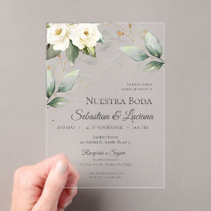 Invitations En Acrylique Mariage Eucalyptus vert
