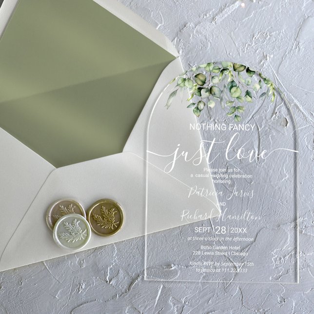 Invitations En Acrylique Mariage Eucalyptus vert (Créateur téléchargé)