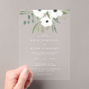 Invitations En Acrylique Mariage Eucalyptus Vert Délicat & Sage Dusty
