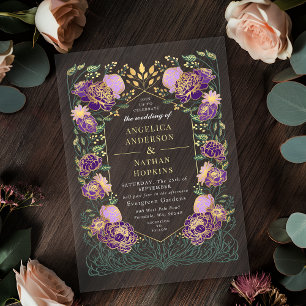 Invitations En Acrylique Mariage Fantastique Jardin Floral Violet Enchanté