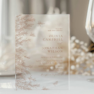 Invitations En Acrylique Mariage Feuille de Earthy Terracotta Boho