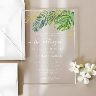 Invitations En Acrylique Mariage Feuille de palme sauvage tropicale