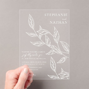 Invitations En Acrylique Mariage Feuille simple