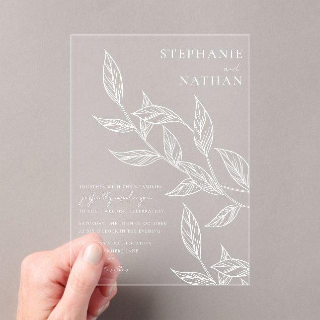 Invitations En Acrylique Mariage Feuille simple (In situ (ordinateur de poche))