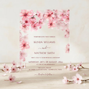 Invitations En Acrylique Mariage Fleur de Cerisier Transparent