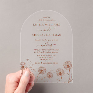 Invitations En Acrylique Mariage Fleur de Champ Rustique 