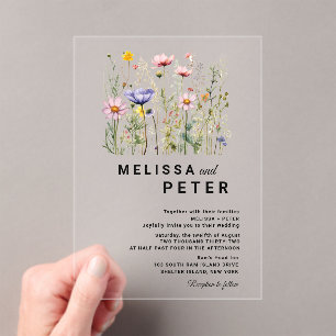 Invitations En Acrylique Mariage fleur sauvage