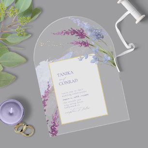Invitations En Acrylique Mariage fleur sauvage Aquarelle Peri Arch ID954