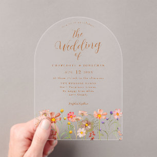 Invitations En Acrylique Mariage Fleur sauvage Boho