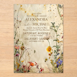 Invitations En Acrylique Mariage Fleur sauvage Boho Fall