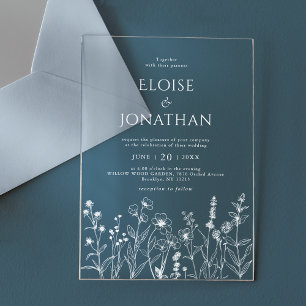 Invitations En Acrylique Mariage Fleur sauvage de périphérique minimaliste 