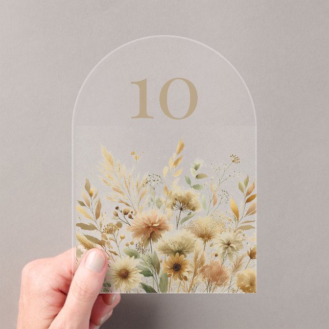 Invitations En Acrylique Mariage Fleur sauvage Golden Meadow (In situ (ordinateur de poche))