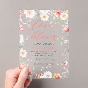 Invitations En Acrylique Mariage fleuri fête prénuptiale
