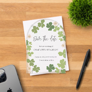 Invitations En Acrylique Mariage Fleurs Sauvages Trèfle Vert de Printemps