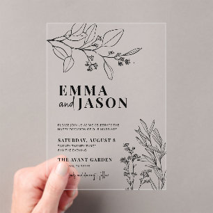 Invitations En Acrylique Mariage floral