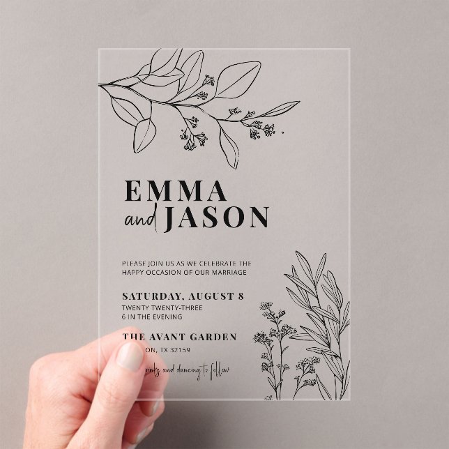 Invitations En Acrylique Mariage floral (In situ (ordinateur de poche))
