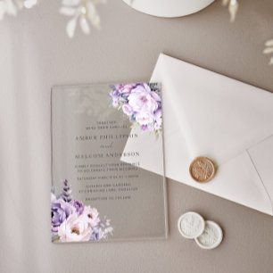 Invitations En Acrylique Mariage floral à poudre enchanté