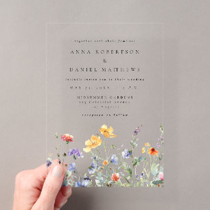 Invitations En Acrylique Mariage Floral Aquarelle Vibrant
