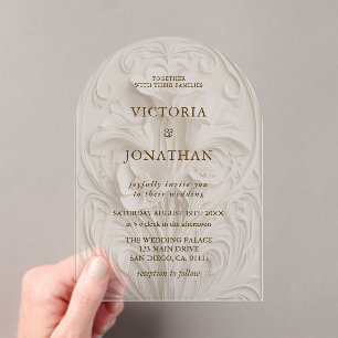 Invitations En Acrylique Mariage floral Art déco