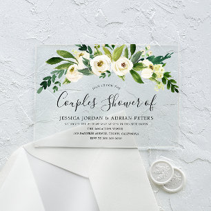 Invitations En Acrylique Mariage Floral Blanc pour Toutes les Saisons pour 