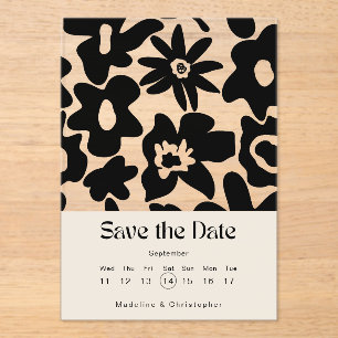 Invitations En Acrylique Mariage floral Boho moderne Enregistrer la date