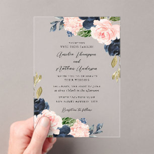 Invitations En Acrylique Mariage Floral Botanique Rustique Rose Clair de la