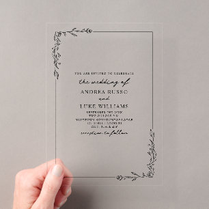 Invitations En Acrylique Mariage Floral Botanique Rustique Vintage Bordure