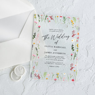 Invitations En Acrylique Mariage Floral de Bohème aux Fleurs Sauvages