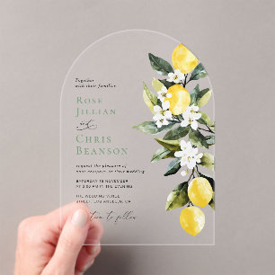 Invitations En Acrylique Mariage floral de citron vert moderne