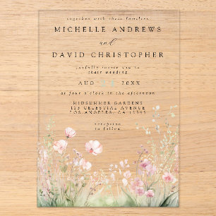 Invitations En Acrylique Mariage floral délicieux