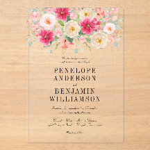 Mariage floral élégant aquarelle rose vif